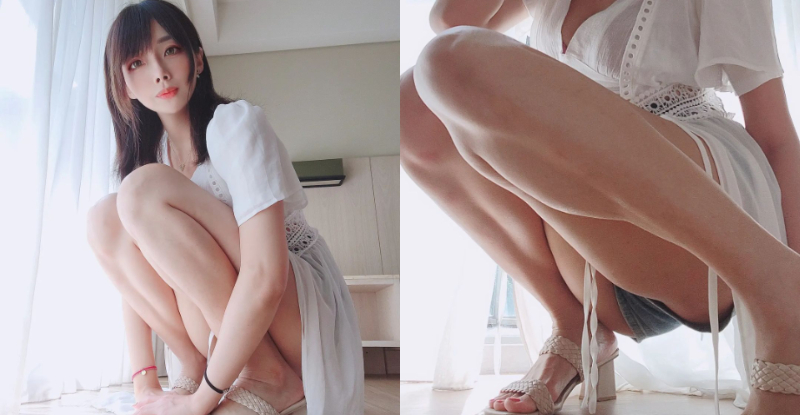 妹妹蹲！「甘娜」M腿蹲下狂擠「蜜桃肉」，邪惡特寫讓男人想使壞！