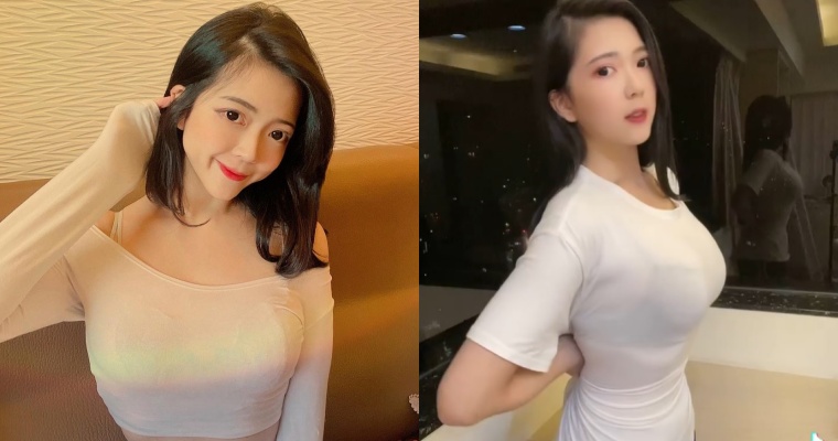 172 cm 美女業務「品妍」TikTok福利滿滿！手抓白衣襯托凹凸好身材