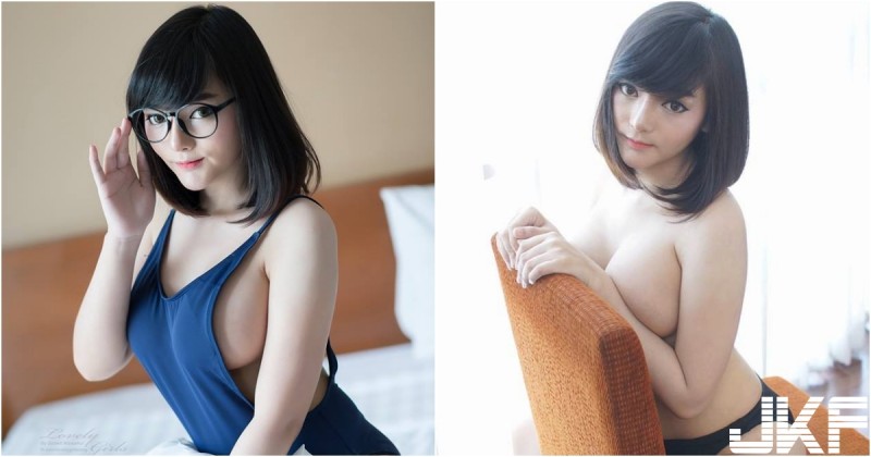 「肉肉學生奶妹」身材好洶湧！椅子壓奶「份量充足」～好想幫她扶眼鏡喔！