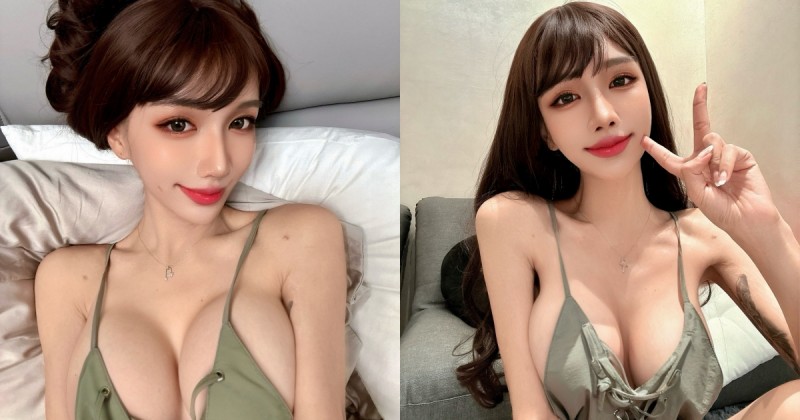 台北小明日花？巨乳辣妹「畇安」裡面不穿bra，躺下後「白嫩雙球」溢出來！