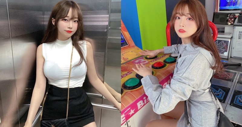 好甜！電梯遇到「萌萌美乳妹子」，「透視的渾圓胸型」讓人好想壁咚她！