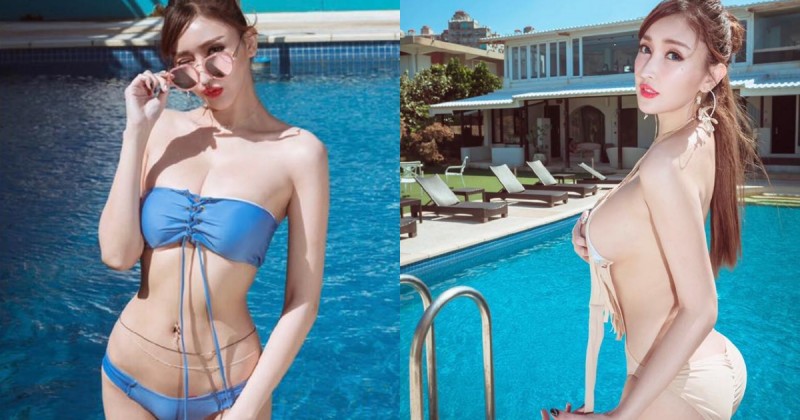 美人魚上岸啦！「哈霓萱」175cm高挑好身材，比基尼半解「渾圓美胸」罩不住！