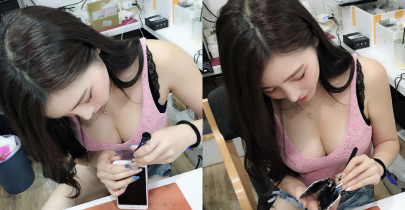 宜蘭人衝了！手機行驚見「爆乳正妹店員」親切服務　白嫩美乳快掉出來！